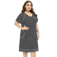 thumbnail image 5 of Women's Striped Sleepwear Button Down Duster Robe Short Sleeve House Dress Nightgown With Pocket XL-4XL, 5 of 6