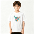 thumbnail image 2 of Tropical Shaka Hand Sign Aloha Boys Graphic Tees Hawaiian Beach Kids T-Shirt 100% Cotton Short Sleeve Tops Ages 4-13Y, 2 of 5
