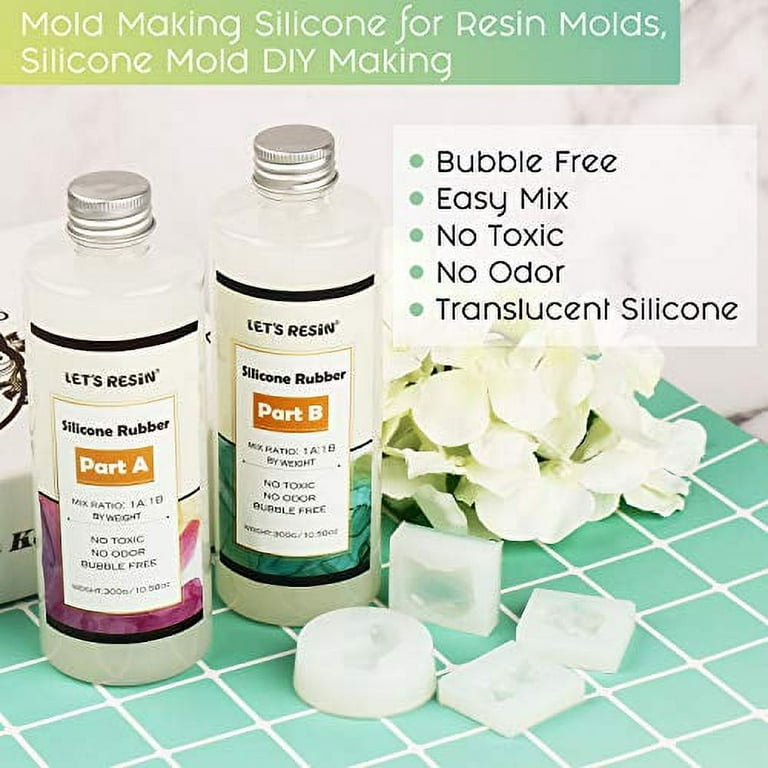 Let's Resin Silicone Rubber Mold Making Kit, Liquid Silicone for Molds DIY, Non-Toxic Mixing Ratio 1:1 Mold Making Silicone