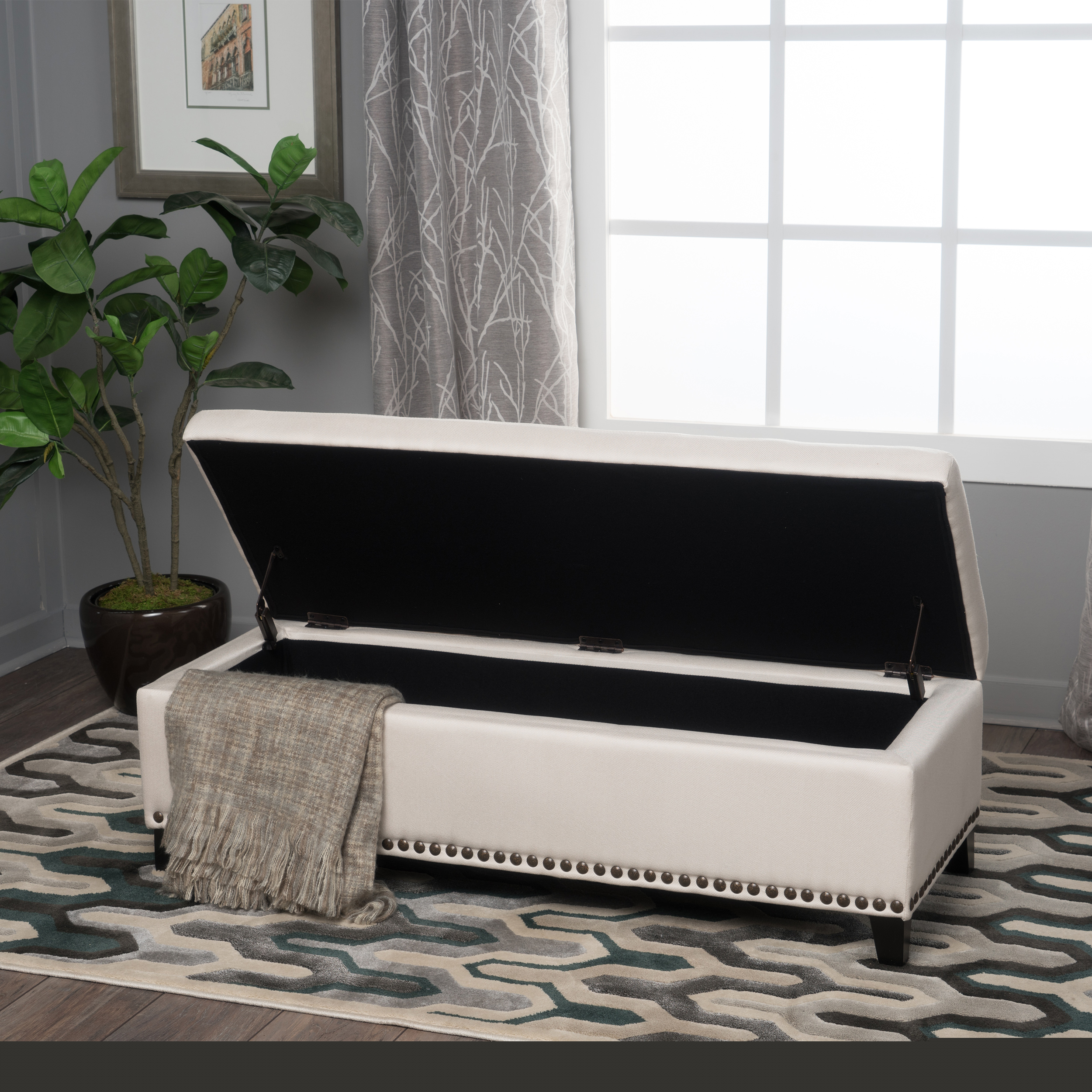 thumbnail image 4 of Storage Ottomans, OTTOMAN, Beige Leather Ottomans,Fabric Fabric Ottomans, Furniture, Primary Living Space, Ottomans OTTOMAN, 4 of 9