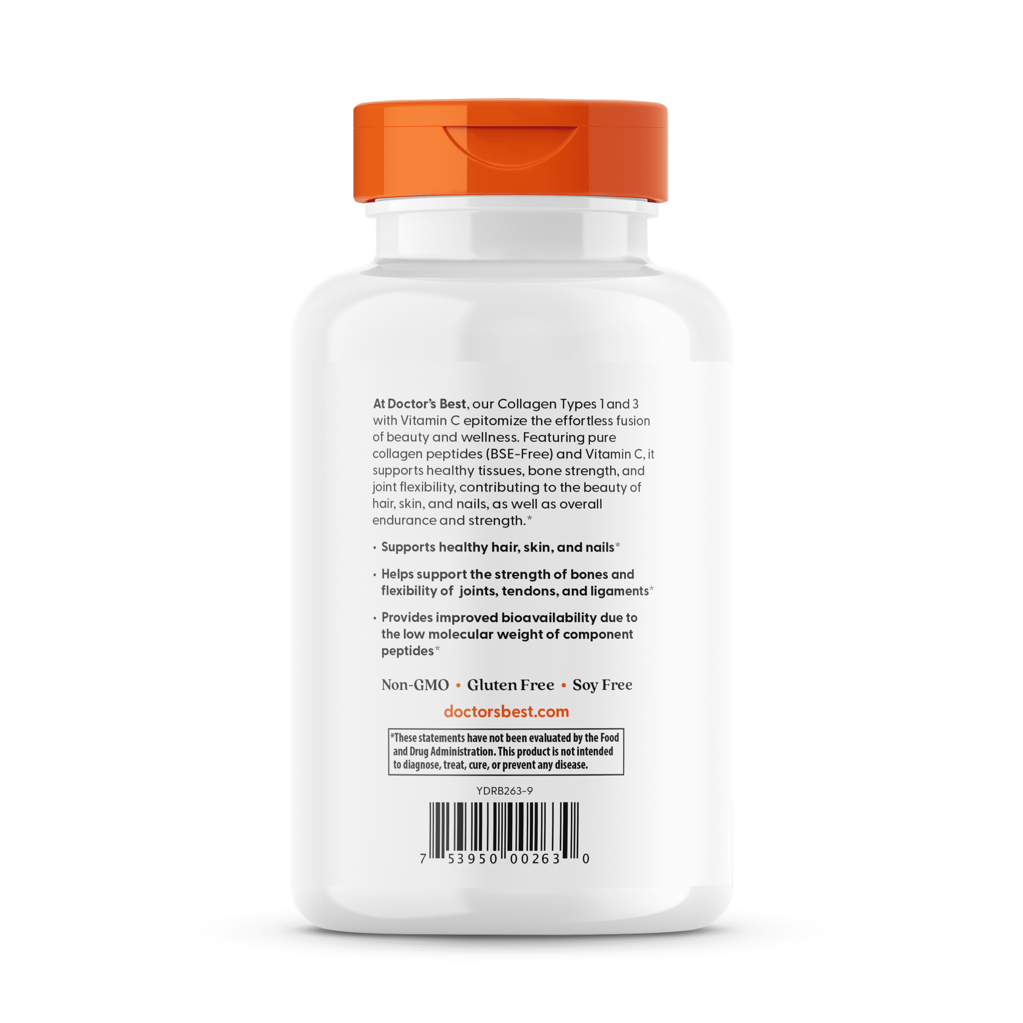 Doctor's Best Collagen (Types 1, 3) + Peptan Capsules, 500 Mg, 240 Ct