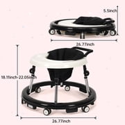 Portable Baby Walker for 6-18 Months | One-Touch Foldable Design with Non-Slip Wheels, 9-Stage Height Adjustment, Black