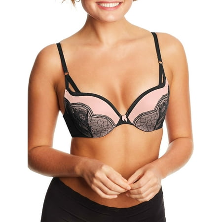 

Women s Maidenform DM9900L Love the Lift Push Up & In Strappy Lace Demi Bra (Black/Gentle Peach 32A)