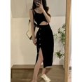 thumbnail image 3 of Vestidos sin mangas para mujer, vestidos ahuecados con abertura lateral, tejidos informales, sólidos, Sexy, estilo coreano, moda Chic Ins, 3 of 3