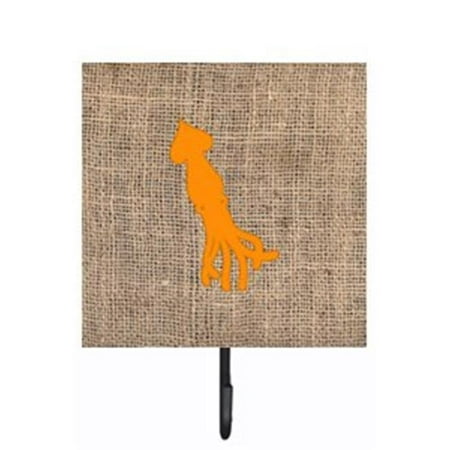 

Carolines Treasures BB1096-BL-OR-SH4 Squid Burlap and Orange Leash Or Key Holder