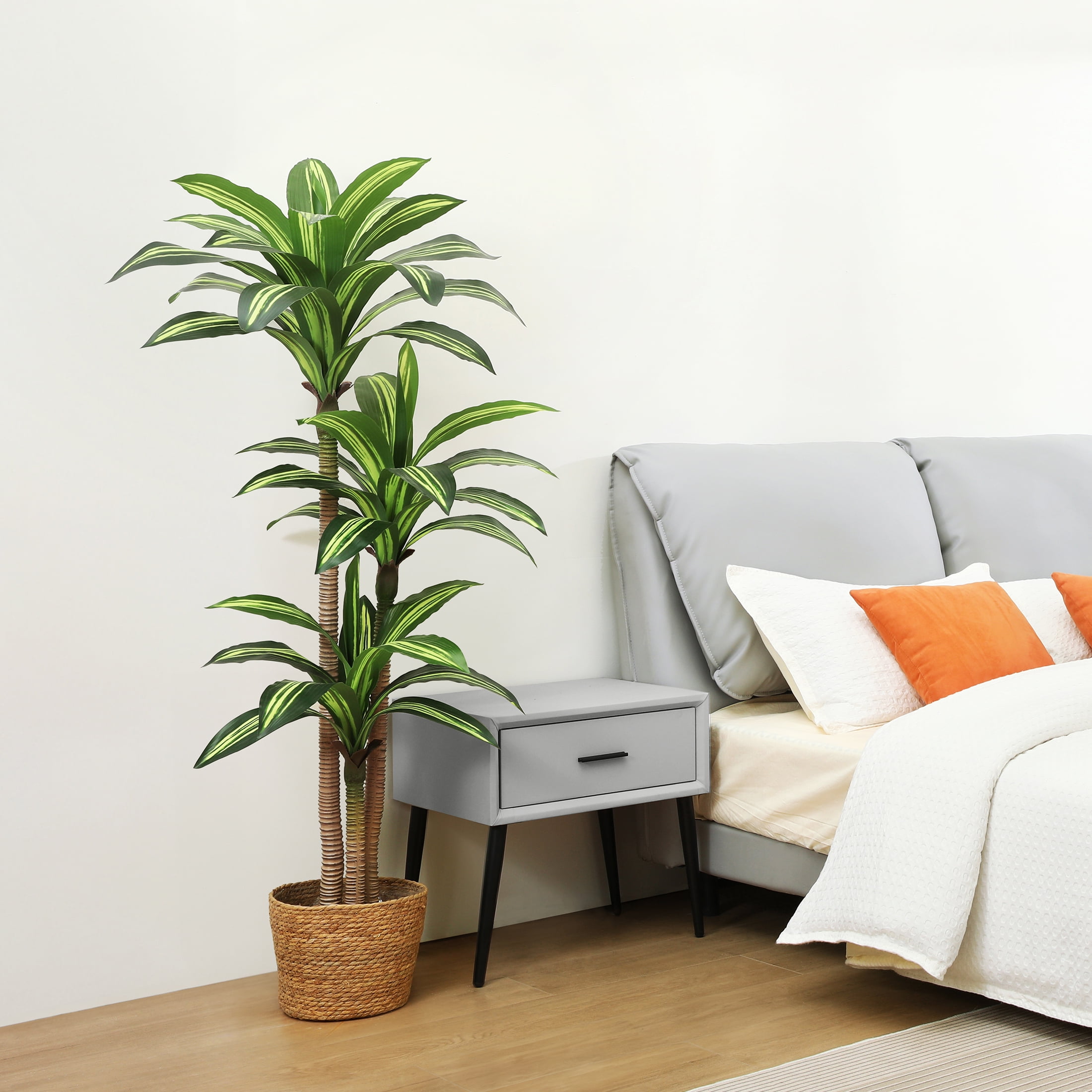 DR.Planzen Artificial Plants, 5ft Fake Dracaena Tree in Black Plastic Pot, Faux Plants Indoor Outdoor Decor, Silk Plants for Home Decor Office Porch Patio Perfect Housewarming Gift