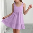 thumbnail image 5 of Ovbmpzd Ruffled Big Girls Dresses Purple Summer Dresses Comfortable Casual Sleeveless Dresses,7-8 Years, 5 of 6