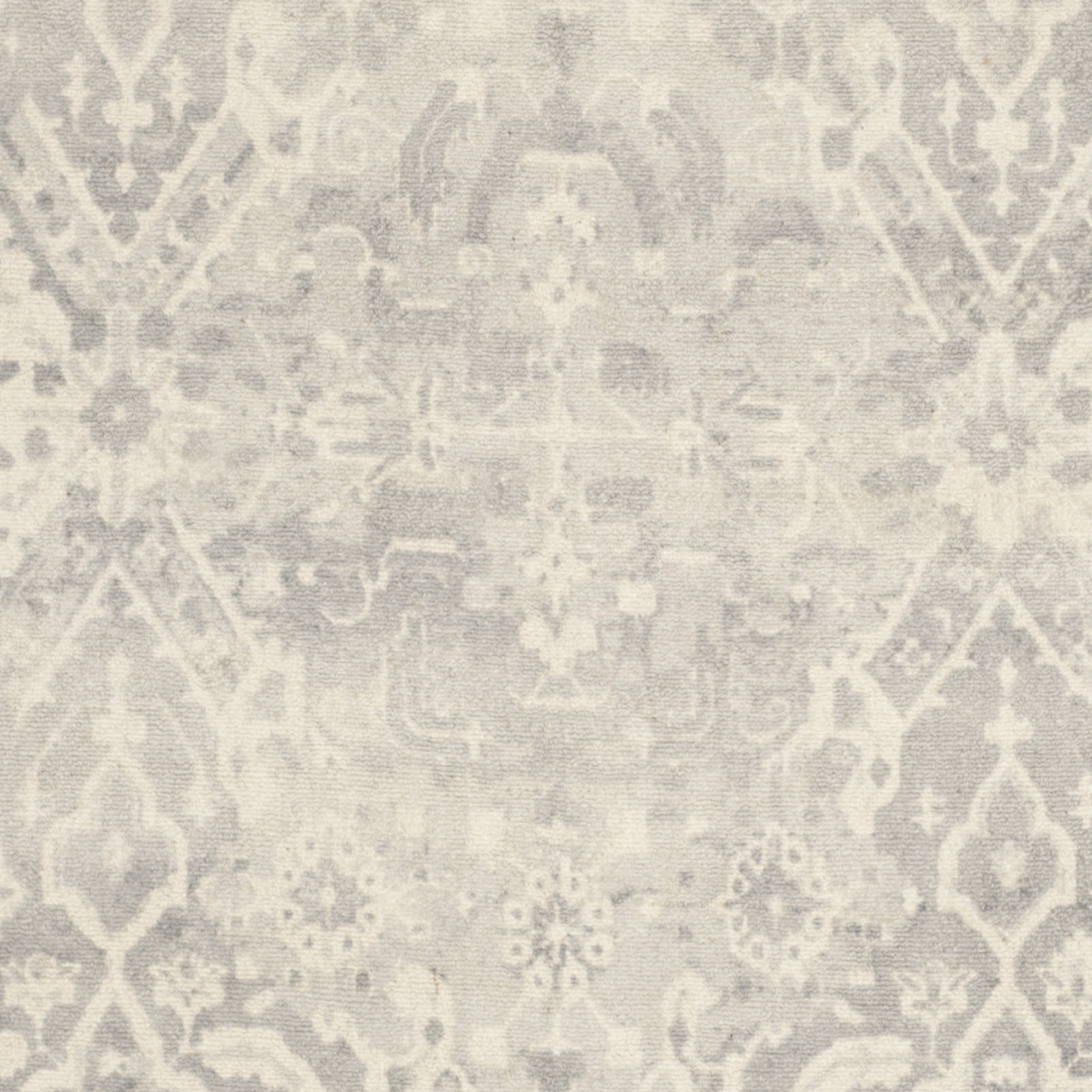 SAFAVIEH Restoration Vintage Eunice Border Wool Area Rug, Light Grey/Ivory, 6' x 9'