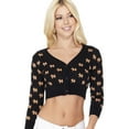 thumbnail image 6 of YEMAK Women's Cropped Cute Dog Pattern 3/4 Sleeve Button Down Cardigan Sweater MK3672-HONEY/IVORY-L, 6 of 9