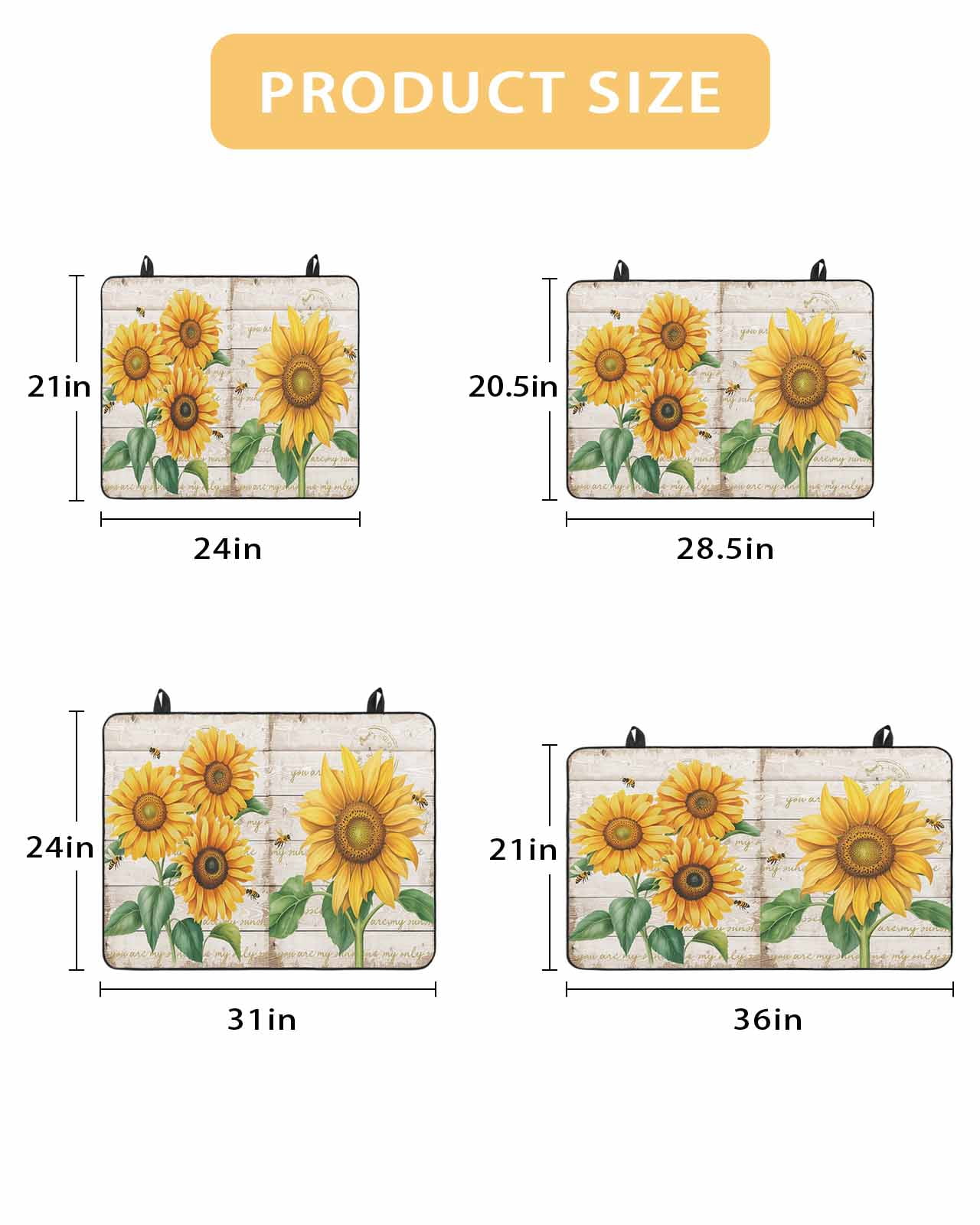 Large Induction Cooktop Protector Mat Sunflower Stove Top Covers for Electric Stove, Yellow Summer Botanical Vintage Decorative Stove Burner Cover Mats, Glass Top Stove Cover