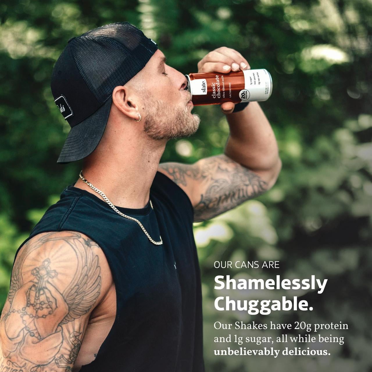Slate Milk Classic Chocolate, High Protein Milk Shake, 20g Protein, 1g Sugar, 100 Calories, 11 fl oz, 12 Cans