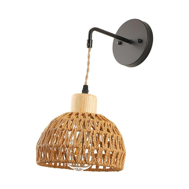 Aplique de pared tejido a mano, aplique de pared de ratán, lámpara de pared bohemia, accesorio de iluminación para decoración de pasillo de