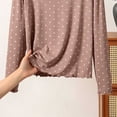 thumbnail image 3 of Ohufall Polka Dot Pajama Tops for Women Round Neck T-shirts Long Sleeve Loose Comfort Sleepwear Top, 3 of 4