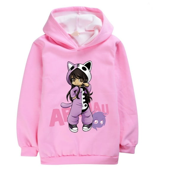 Girls' hoodie APHMAU children's autumn and winter thick fleece hooded sweatshirt double-layer thick non inverted fleece hooded sweatshirt suitable for 5-13 years old