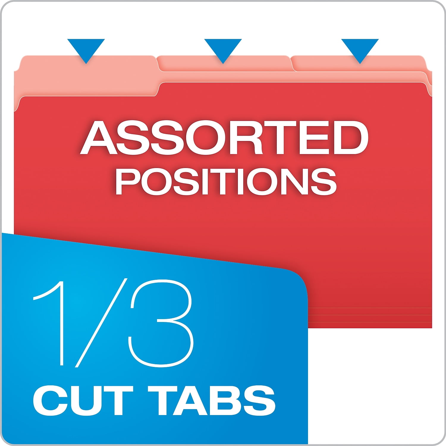 Interior File Folders 1/3-Cut Tabs, Legal Size, Red, 100/Box