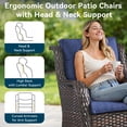thumbnail image 5 of Giantfurnni Outdoor Swivel Chairs Set of 2, Patio Wicker Rocker Chairs Ideal for Porch Balcony Deck Yard, Brown Wicker/Blue Cushions, 5 of 11