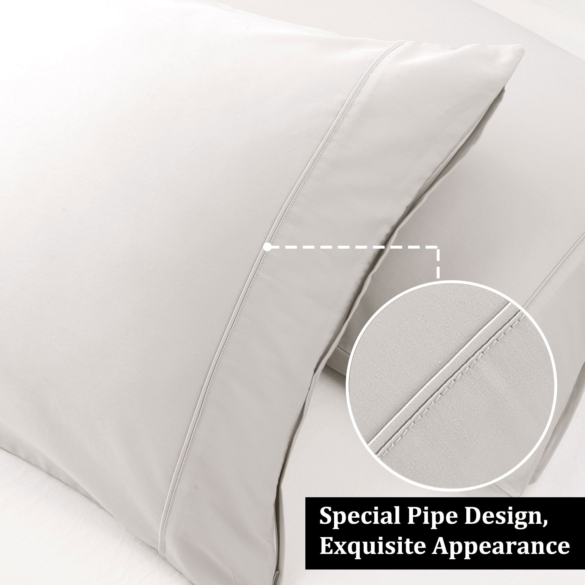 Unique Bargains Cotton Zipper Closure Pillowcase Set of 2 Isabelline Standard