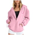 thumbnail image 6 of Women's Full Zip Up Hoodie with Pink Ribbon Print Breast Cancer Awareness Sweatshirt Jacket Casual Outerwear, 6 of 7