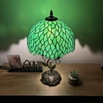 thumbnail image 5 of Tiffany Table Lamp Green Leaves Stained Glass Iron Metal Leaves Bronze Base Included LED Bulb for Living Room Dining Room Bedroom Bedside 12"W*12"D*22"H, 5 of 5