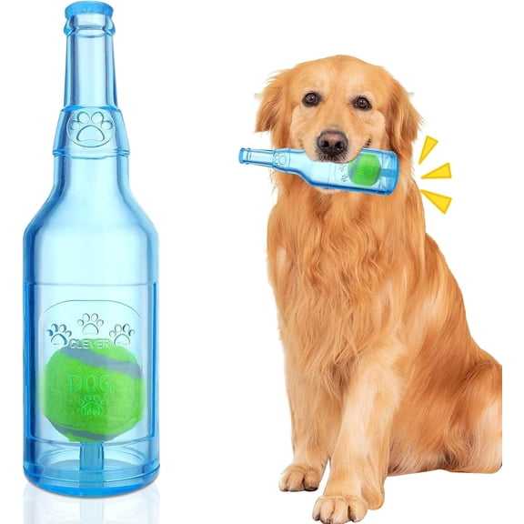 Water Bottle Dog Toy for Aggressive Chewers, Cute Squeaky Indestructible Water Bottle Dogs Chew Toys for Medium/Small Dogs Interactive Dog Toys to Exercise and Accompany (Blue)