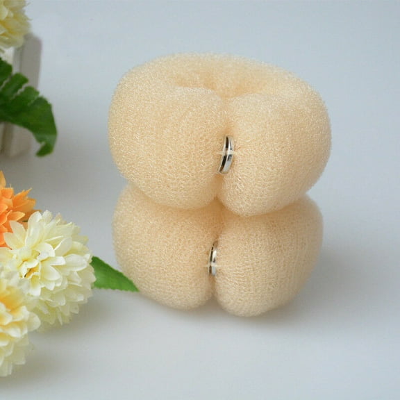 Large Size Nylon Hair Roller - DIY Foam Ring Hair Shaper for Bun Hairstyle - Beige