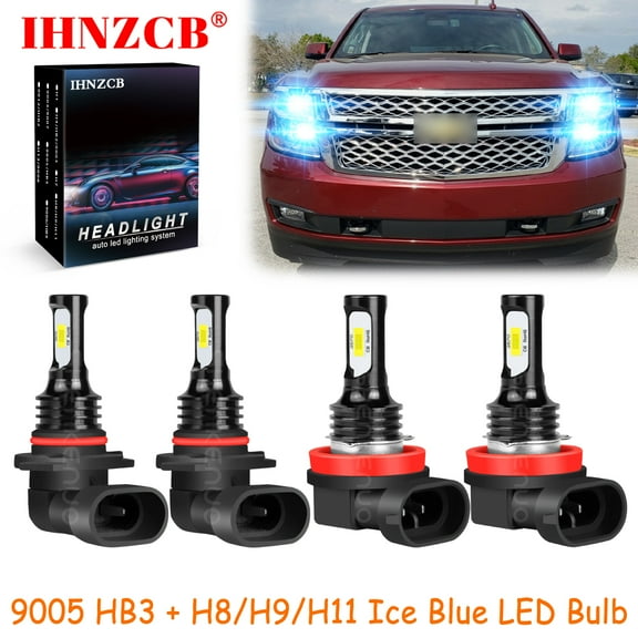 IHNZCB 9005 H8/H9/H11 for Chevy Tahoe 2007-2019 Ice Blue Led Headlights Bulb High/Low Beam,HKL,Y04
