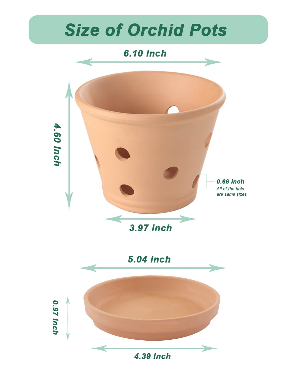 6 Inch Terracotta Orchid Pots with Holes and Saucers - 3 Pcs Small Clay Orchid Planter Pots for Repotting, Plant Flower Pots for Orchid Indoor and Outdoor Promotes Air Circulation