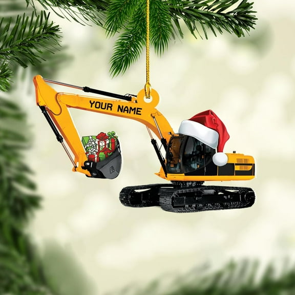 Personalized Excavator Christmas Ornament, Custom Excavator Ornament, Construction Christmas Ornaments Excavator Gift 2024, Heavy Equipment Ornaments, Construction Vehicle Worker Tree Ornament (E3) -