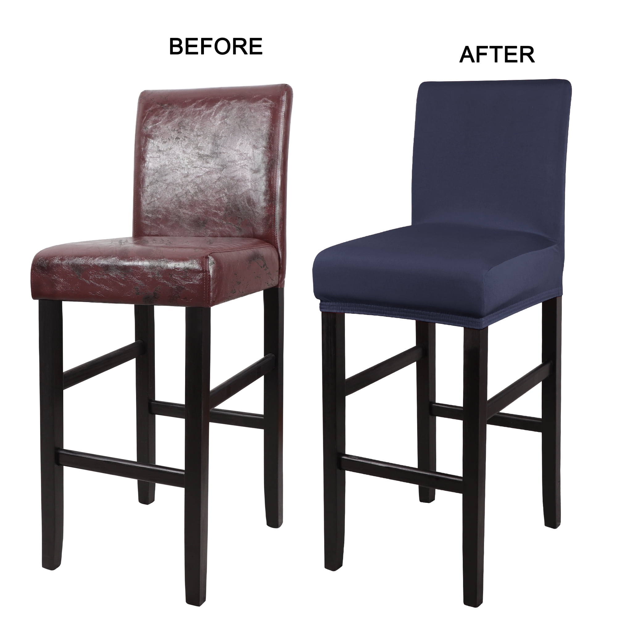 Unique Bargains Bar Stool Covers Counter Height Side Chair Slipcover Dark Blue 4 Pcs
