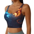 thumbnail image 2 of Fotbe Red And Blue Fire Dragon C Sujetador Deportivo Largo sin Aros para Mujer con Almohadillas y Soporte Medio, Transpirable y Absorbente, Camiseta Tipo Chaleco o Tank Top-Medium, 2 of 8