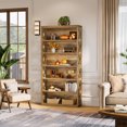 thumbnail image 2 of Tribesigns 7-Tier Brown Wood Bookshelf, Floor Standing Open Display Storage Shelves, 2 of 9