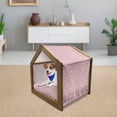 thumbnail image 3 of Love Pet House, Romantic Doodle Style Pattern Winged Striped Hearts Arrows Abstract, Outdoor & Indoor Portable Dog Kennel with Pillow and Cover, 5 Sizes, Coral Pink Pale Yellow, by Ambesonne, 3 of 5