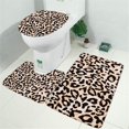 thumbnail image 2 of Beige and Black Of Leopard Print Bathroom Rugs Sets 3 Piece,Toilet Cover Set,Absorbent Non Slip Bathroom Mats Sets with U-Shaped Contour Rug Toilet Rug Set, 2 of 5