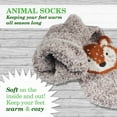 thumbnail image 4 of BambooMN Women's Super Soft Warm Cute Animal Non-Slip Fuzzy Fluffy Crew Winter Home Socks, Grey Kitty - 3 Pairs, 4 of 6