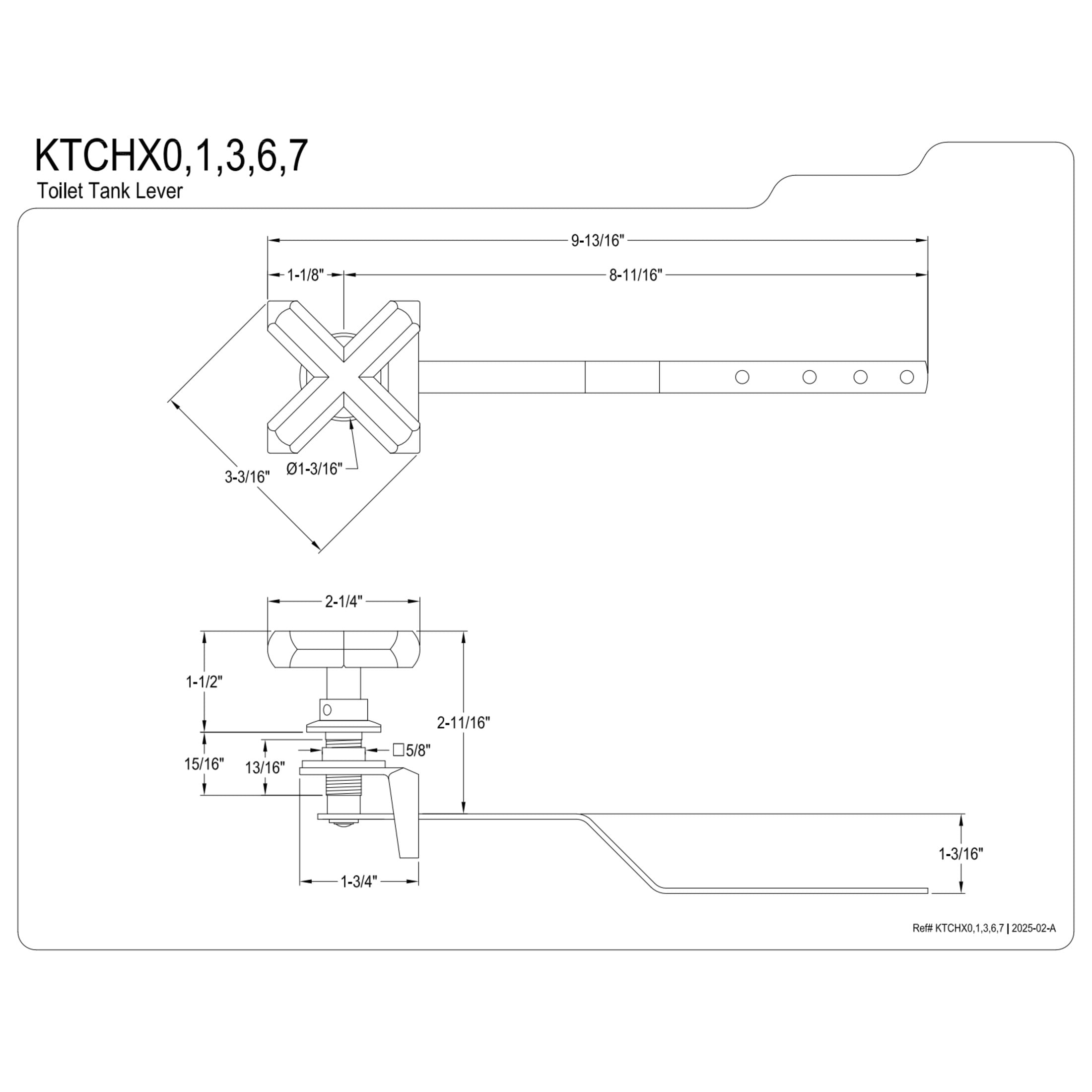 Kingston Brass KTCHX6 French Country Front Mount Toilet Tank Lever in Polished Nickel