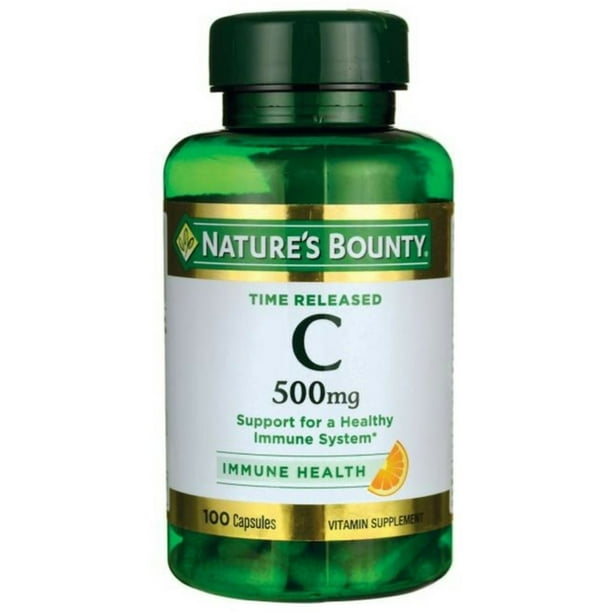 Nature's Bounty Vitamin C 500 mg Capsules Time Released 100 Capsules