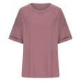 thumbnail image 4 of TMOYZQ Womens Oversized Boyfriend Tee Shirts Short Sleeve Trendy Crew Neck Solid Color Loose Workout Tee Casual Summer Tops, 4 of 5