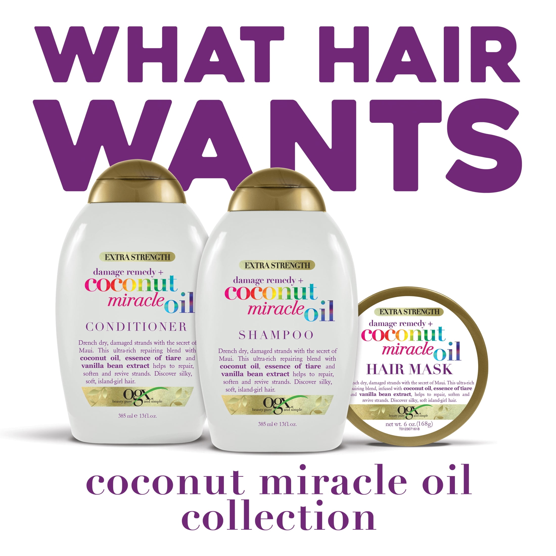 OGX Extra Strength Damage Remedy Repairing Daily Shampoo with Coconut Miracle Oil, 25.4 fl oz