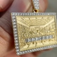 thumbnail image 3 of 14K Gold Finish over Real Solid 925 Sterling Silver The Last Supper Meal Rectangular Iced CZ Hip Hop Pendant, 3 of 7