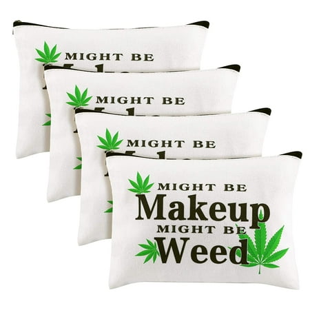 4 Pieces Green Leaves Makeup Bag Might Be Makeup Might Be Weed Cosmetic Travel Bag Maple Leaf Zipper Pouch Toiletry Makeup Case For Women Girls Walmart Canada