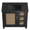 thumbnail image 6 of Modway Dixie 36" Solid Wood Bathroom Vanity Cabinet with Tapered Legs in Black, 6 of 12