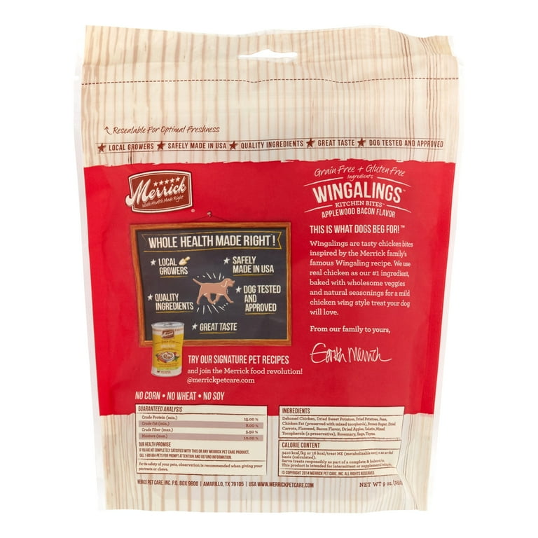 Merrick Kitchen Bites Wingalings Applewood Bacon Flavor Grain-Free Biscuits Dog Treats Merrick Kitchen Bites Wingalings Applewood Bacon Flavor Grain-Free Biscuits Dog Treats