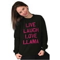 thumbnail image 5 of Live Laugh Love Llama Alpaca Humor Women Crewneck Sweatshirt Brisco Brands X, 5 of 6