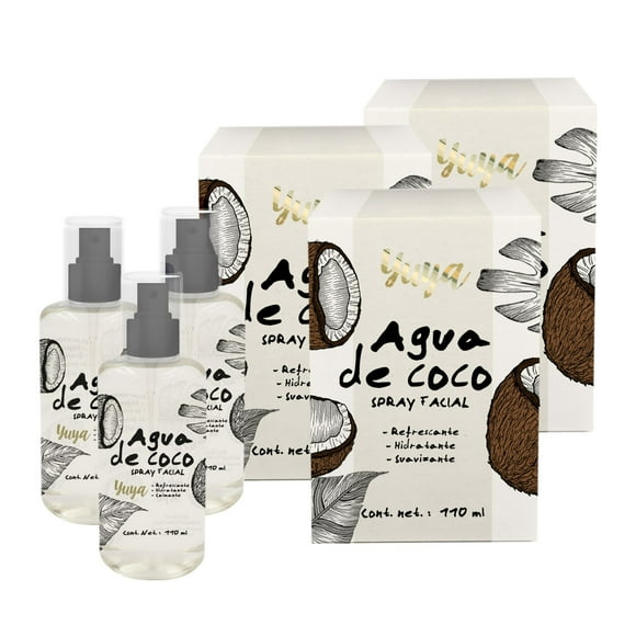 Pack 3 Agua de Coco Yuya hidratante Enriquecido con Aloe Vera y Ginseng 110 ml
