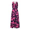 thumbnail image 4 of Busydd Womens Dresses V Neck Sleeveless Maxi Dress Elastic Waist Tiered Swing Sundress Fashion Floral Print Prom Dress Summer Casual Loose Long Dress Comfy Flowy Wrap Dress for Beach Vacation, 4 of 5