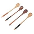 thumbnail image 3 of Wooden Long Handle Spoon Set, 4Pcs Wooden Long Handle Spoon Coffee Honey Stirring Baking Mixing Serving Craft Utensils, 3 of 8
