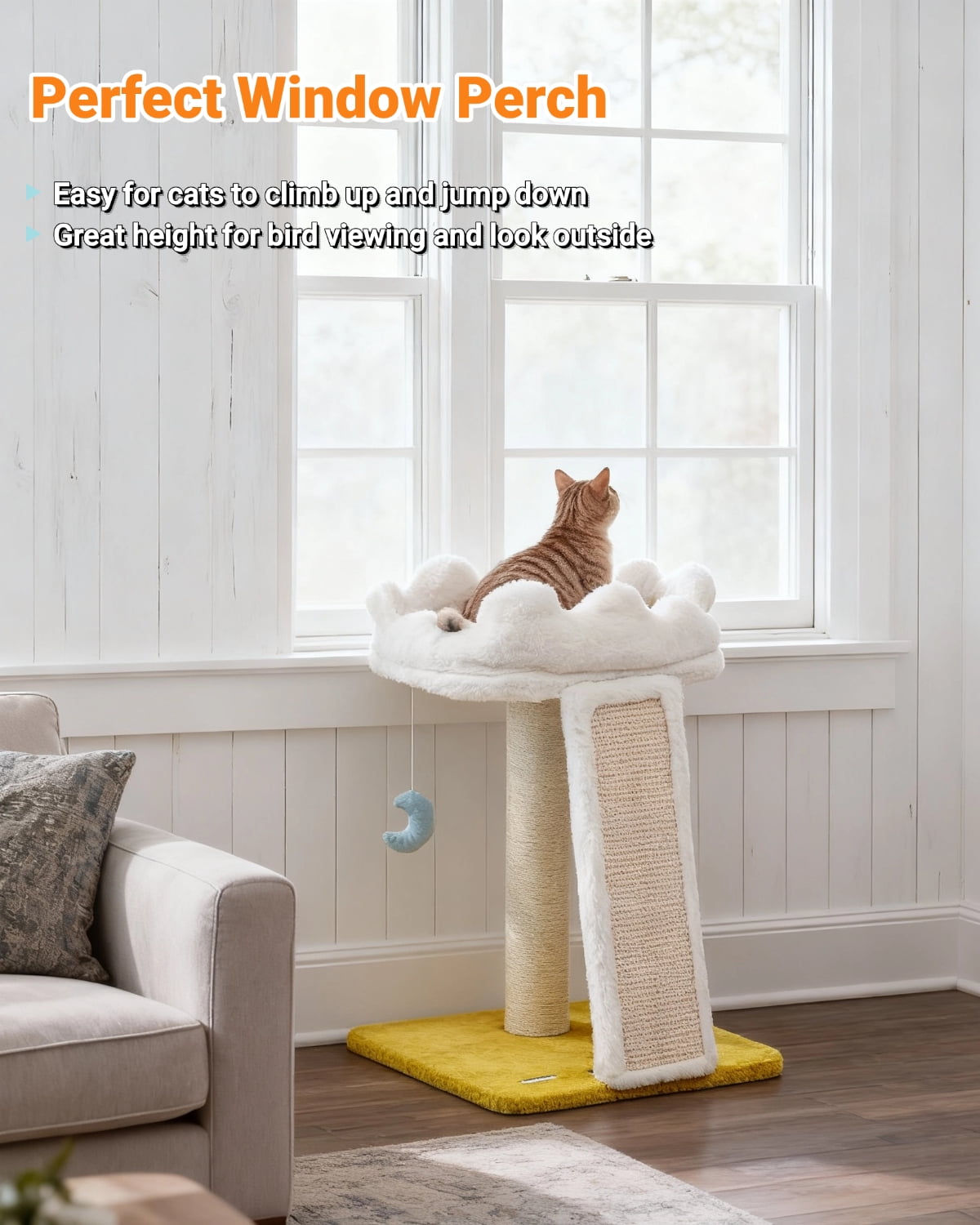 Happi N Pets New Cloud Cat Tree, Cat Scratching Post with Bed, Small Cat Tree with Scratching Pad & Cloud Soft Perch, Extra Toys, Bonus Catnip