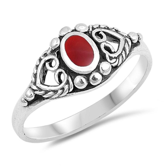CHOOSE YOUR COLOR Heart Rope Bali Cutout Ring .925 Sterling Silver Band Jewelry Female Male Size 4