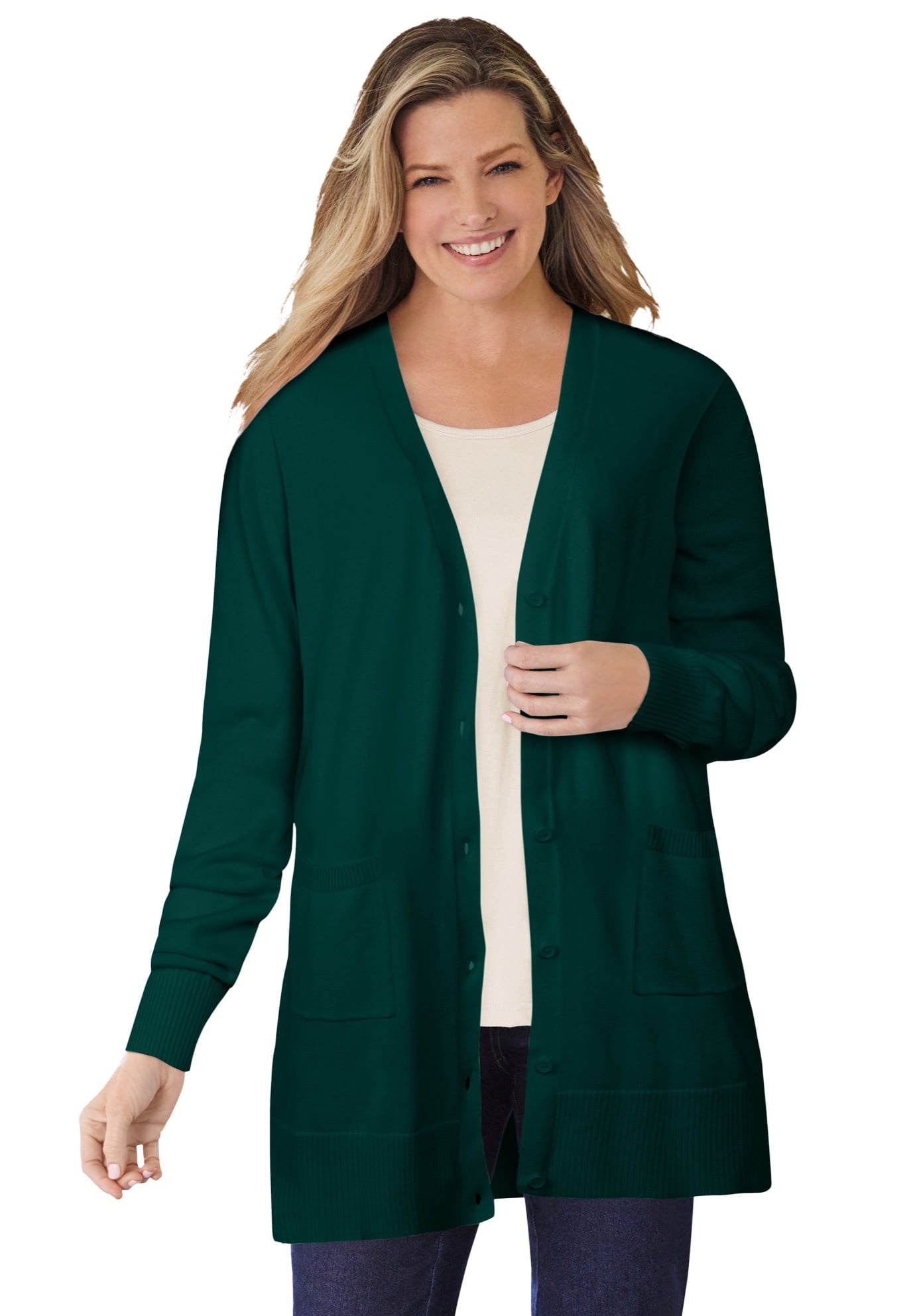 Long-Sleeve Pointelle Cardigan Sweater 