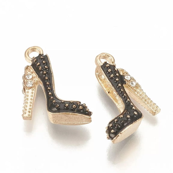 U8MO 10x Alloy Enamel Rhinestone High-heeled Shoes Pendants Jewelry Making 17.5x14mm